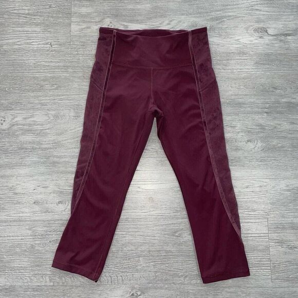 Lululemon Wunder Under Women’s 8 Crop High-Rise Flocked 21" Velvet Dark Adobe - Picture 4 of 10